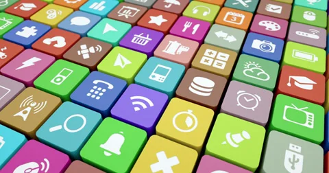 Mobile apps abstract background animation (4K) Vidéo 34536059