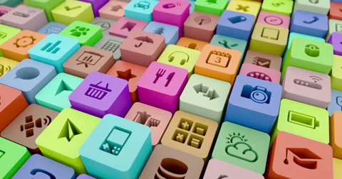 Mobile apps abstract background animation (4K) Stock Footage 34536268