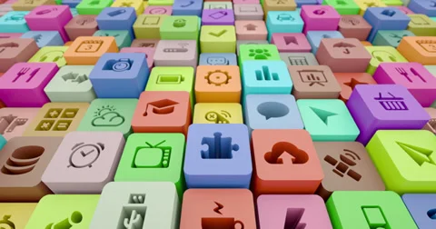 Mobile apps abstract background animation (4K) Stock Footage 34544888