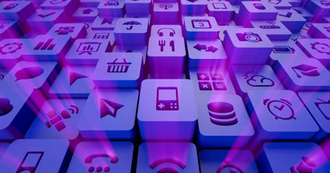 Mobile apps abstract background animation (4K) Stock Footage 34552371