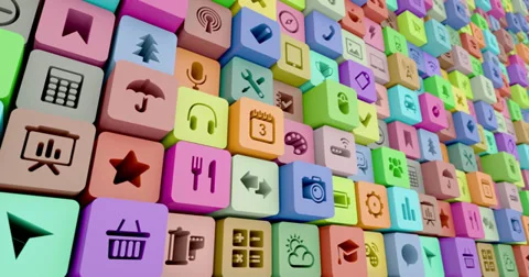 Mobile apps abstract background animation (4K) Stock Footage 34569122