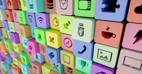 Mobile apps abstract background animation (4K) Stock Footage 34591825