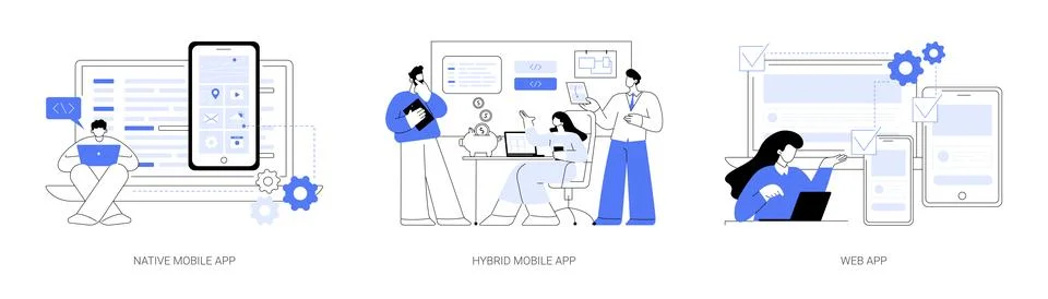 Mobile apps abstract concept vector illustrations. Illustrazione stock