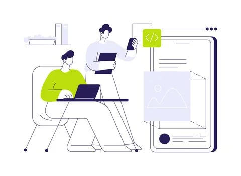 Mobile apps development abstract concept vector illustration. Stock Illustration