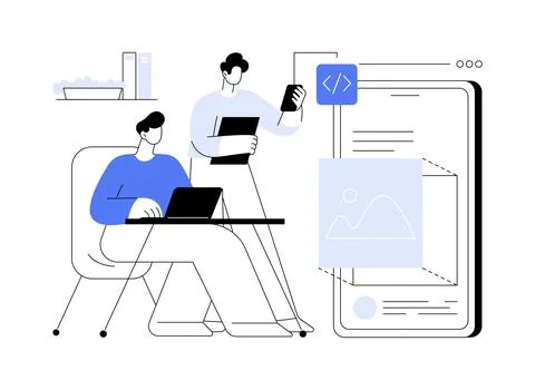 Mobile apps development abstract concept vector illustration. Stock Illustration