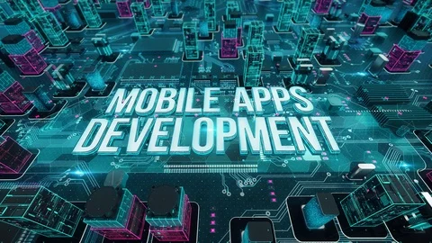 Mobile Apps Development with digital technology concept Stock Footage 104635154