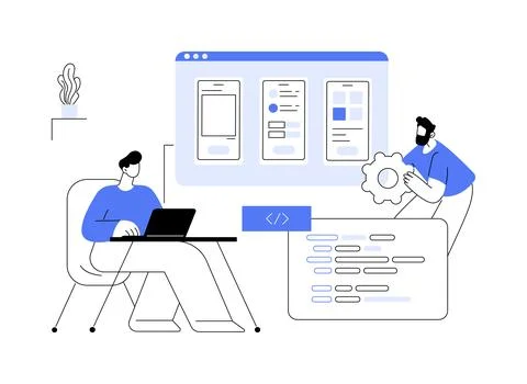 Mobile apps development isolated cartoon vector illustrations. Stock Illustration