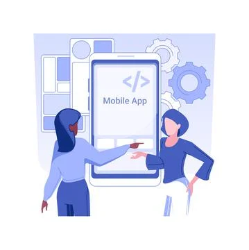 Mobile apps development isolated concept vector illustration. Stock Illustration