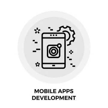 Mobile Apps Development Line Icon 스톡 일러스트