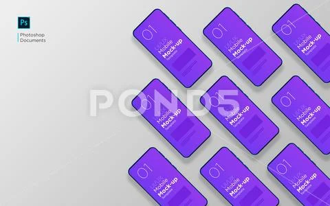 Mobile Apps display screen mockup PSD Template