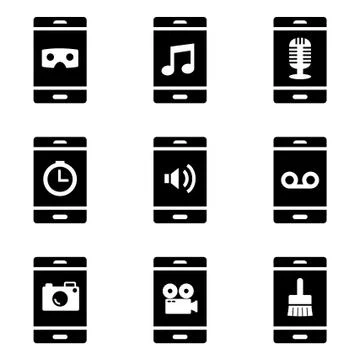 Mobile Apps Glyphs Stock Illustration