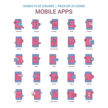 Mobile apps icon Dusky Flat color - Vintage 25 Icon Pack Illustrazione stock