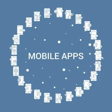 Mobile apps Icon Set. Infographic Vector Template Illustration