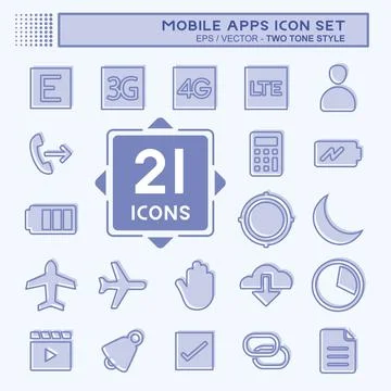 Mobile Apps Icon Set. suitable for Web Interface symbol. two tone style. simp イラスト素材