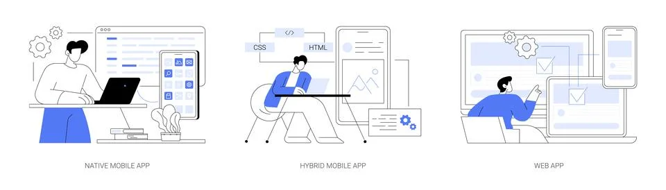 Mobile apps isolated cartoon vector illustrations se Stock Illustration