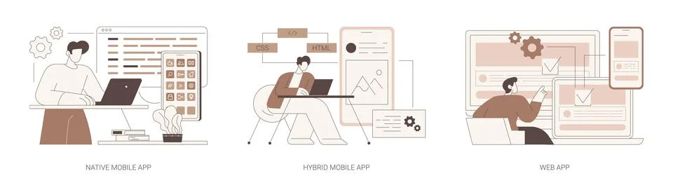 Mobile apps isolated cartoon vector illustrations se Stock Illustration