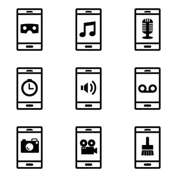 Mobile Apps Line Stock Illustration
