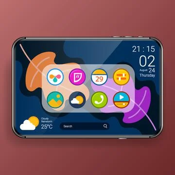 Mobile apps menu user interface digital realistic tablet Stock Illustration