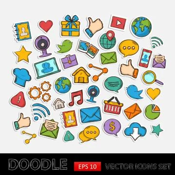 Mobile Apps Scrapbook Sticker Set Stock Illustration