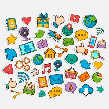 Mobile Apps Scrapbook Sticker Set Stock Illustration