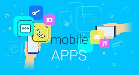 Mobile apps on smartphone concept vector illustration Illustrazione stock