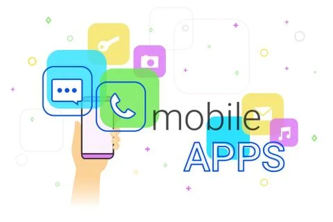 Mobile apps on smartphone Stock Illustration