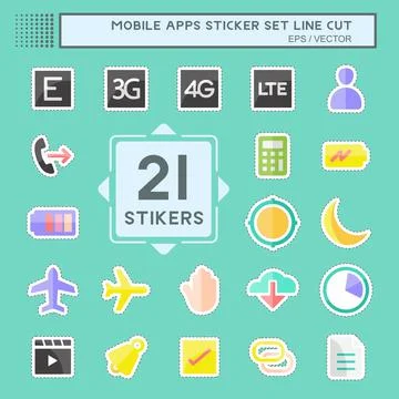 Mobile Apps Sticker line cut Set. suitable for Web Interface symbol. simple d Illustrazione stock