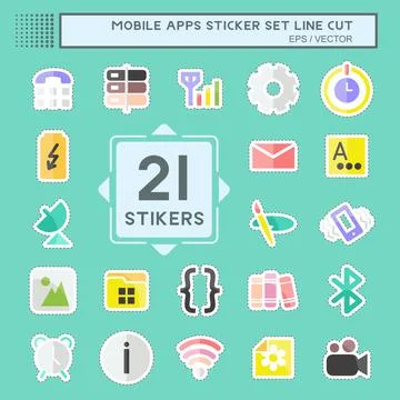 Mobile Apps Sticker line cut Set. suitable for Web Interface symbol. simple d Stock Illustration