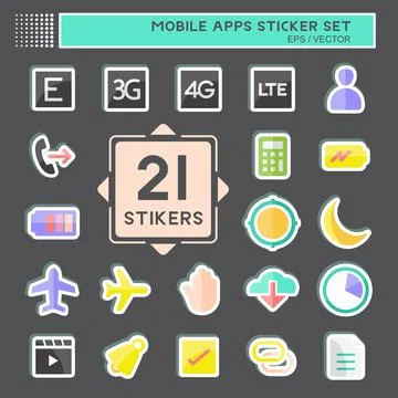 Mobile Apps Sticker Set. suitable for Web Interface symbol. simple design edi Stock Illustration