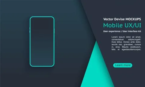 Mobile apps. User interface. App Design on a black background. 3D cell phone. 스톡 일러스트