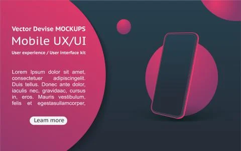 Mobile apps. User interface. App Design on a black background. 3D cell phone. Illustrazione stock