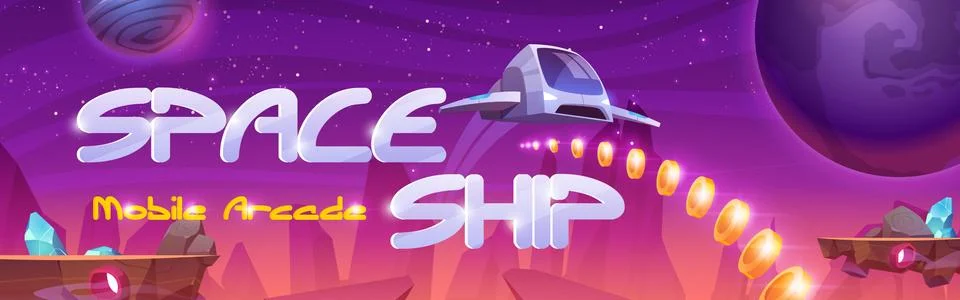 Mobile arcade with space ship interstellar shuttle Stock Illustration