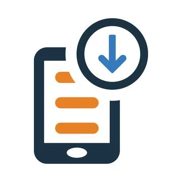 Mobile, arrow, down arrow, download, mobile software download icon Stock Illustration