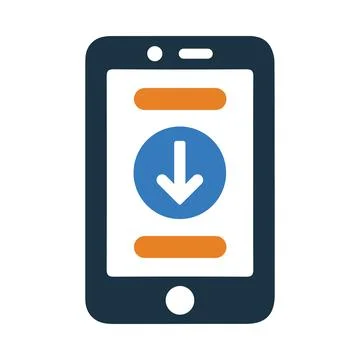 Mobile, arrow, down arrow, download, mobile software download icon Stock Illustration