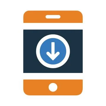 Mobile, arrow, down arrow, download, mobile software download icon Stock Illustration