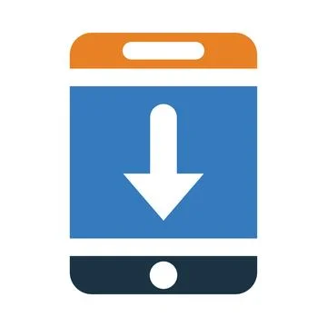 Mobile, arrow, down arrow, download, mobile software download icon Stock Illustration