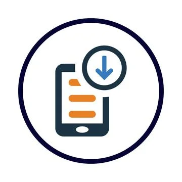 Mobile, arrow, down arrow, download, mobile software download icon Stock Illustration