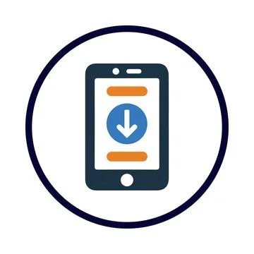 Mobile, arrow, down arrow, download, mobile software download icon Stock Illustration