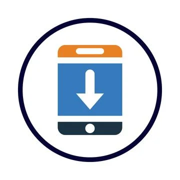 Mobile, arrow, down arrow, download, mobile software download icon Stock Illustration