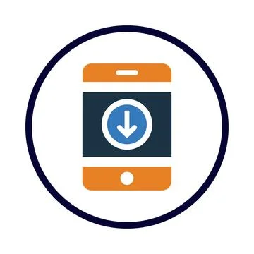Mobile, arrow, down arrow, download, mobile software download icon Stock Illustration