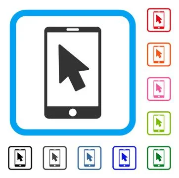 Mobile Arrow Pointer Framed Icon Stock Illustration