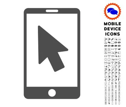 Mobile Arrow Pointer Icon with Set Stockillustratie
