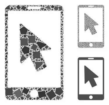 Mobile arrow pointer Mosaic Icon of Unequal Items Stock Illustration