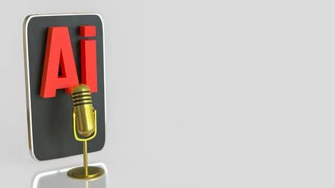 Mobile Artificial Intelligence Voice Assistant Technology Concept 3d render. Stock Illustration