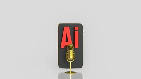 Mobile Artificial Intelligence Voice Assistant Technology Concept 3d render. Stock Illustration