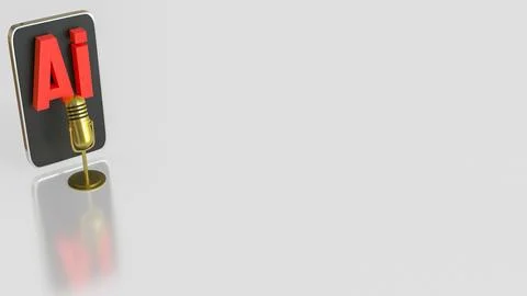 Mobile Artificial Intelligence Voice Assistant Technology Concept 3d render. Illustrazione stock