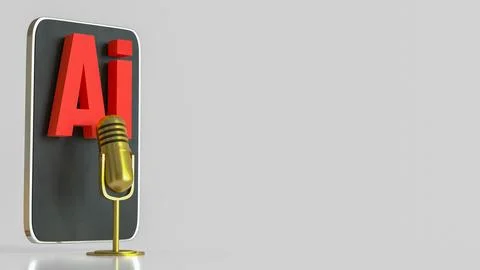 Mobile Artificial Intelligence Voice Assistant Technology Concept 3d render. Stock Illustration