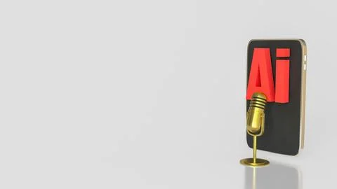 Mobile Artificial Intelligence Voice Assistant Technology Concept 3d render. Stock Illustration