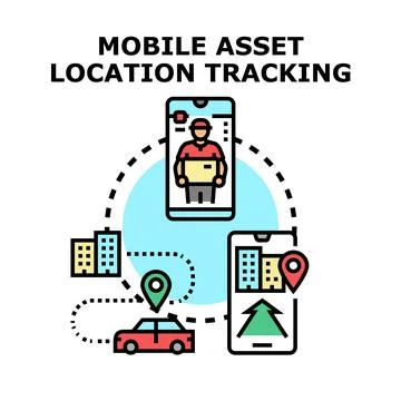Mobile asset location tracking application concept illustration Stock Illustration