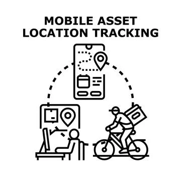 Mobile asset location tracking logistics delivery concept Stock Illustration